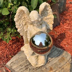 Angel Holding Gazing Ball